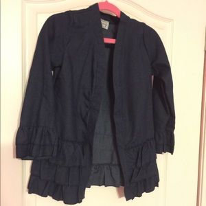Girls Denim Ruffle Cardigan / Blazer Size 7